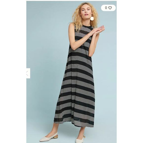 Anthropologie Just Female Dress Womens Small Black White Striped Natasha Maxi - Picture 1 of 9